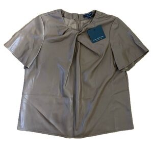 Marc New York Women’s Faux Leather Short Sleeve Top